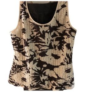 INC International Concepts size XL ivory & brown textured tank top scoop neck